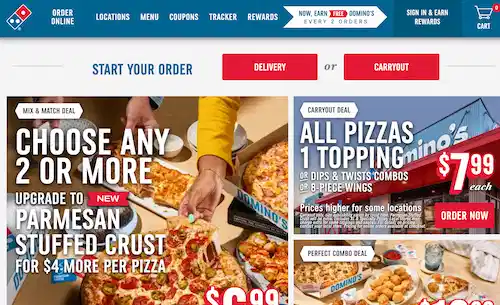 Screenshot of Domino's