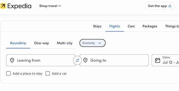 Screenshot of Expedia Group